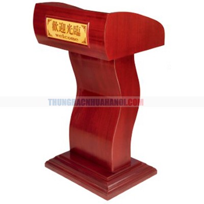 Bục phát biểu bằng gỗ màu nâu đỏ