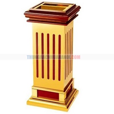 Thùng rác gỗ có khay gạt tàn cao cấp
