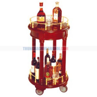 ke de ruou tron | Kệ để rượu tròn hai tầng bằng gỗ