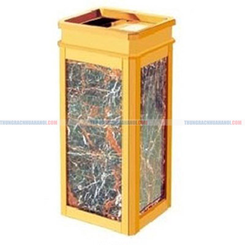Tổng kho thùng rác đá hoa cương màu đỏ có gạt tàn thuốc