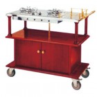 Xe đẩy phục vụ bàn bếp di động bằng inox và gỗ