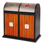 Thùng rác gỗ ngoài trời phân loại rác