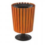 Thùng rác gỗ trụ thép phun sơn