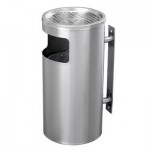 Thùng rác inox treo tường hình tròn có gạt tàn thuốc lá